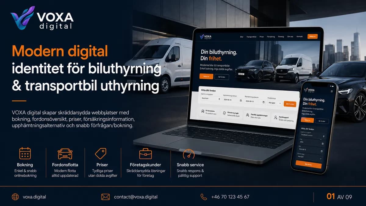 Biluthyrning — Autovermietung brand & website design by Weva