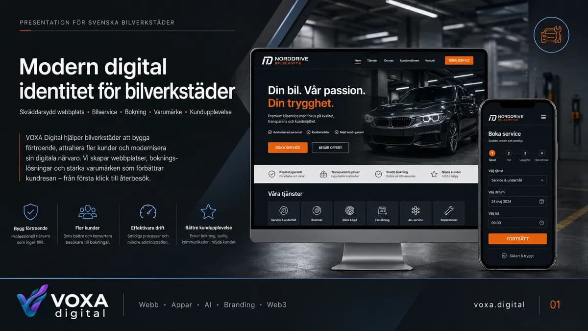 NordDrive Bilservice — Automobil brand & website design by Weva