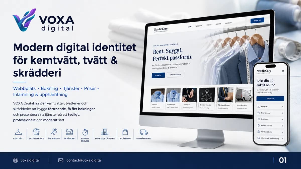 NordicCare — Textilreinigung brand & website design by Weva