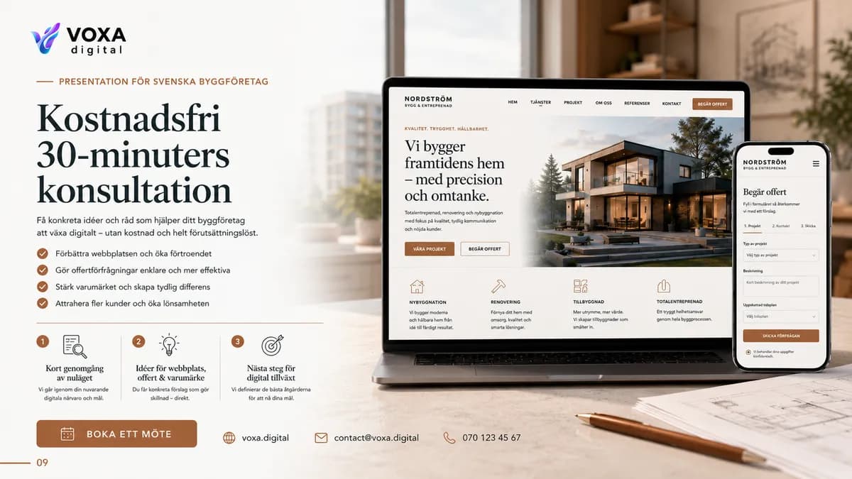 Nordström Bygg — Bauwesen brand & website design by Weva