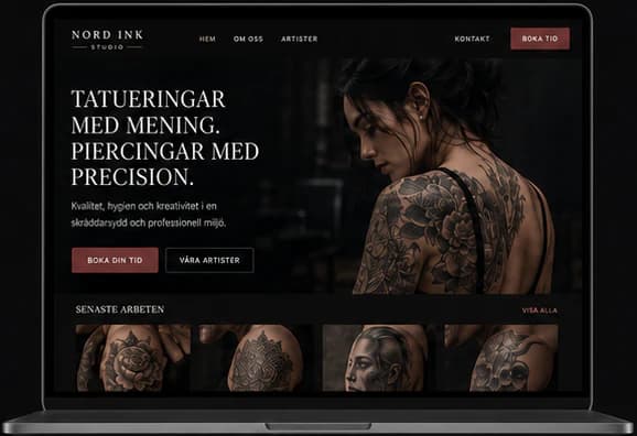 Startsidan för Nord Ink Studio