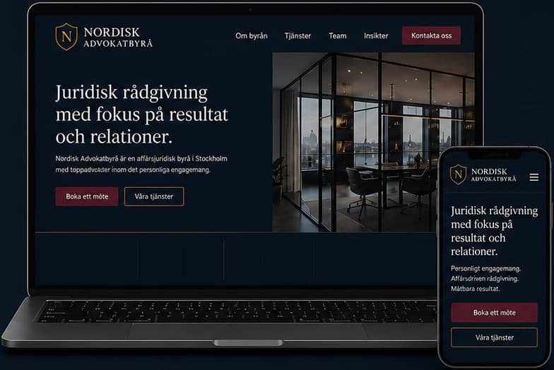 Die Konzept-Website von Nordisk Advokatbyrå