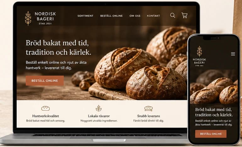 Die Konzept-Website von Nordisk Bageri