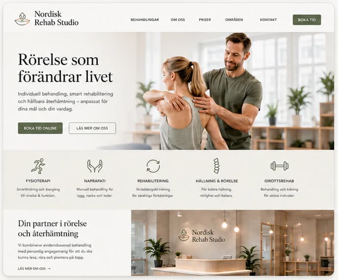 Nordisk Rehab Studio start page