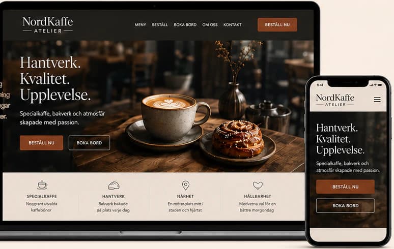 Konceptwebbplatsen för NordKaffe Atelier