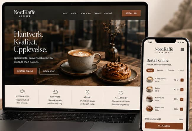 Startsidan för NordKaffe Atelier