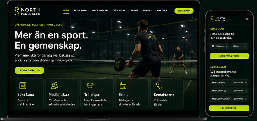 Die Konzept-Website von North Padel Club