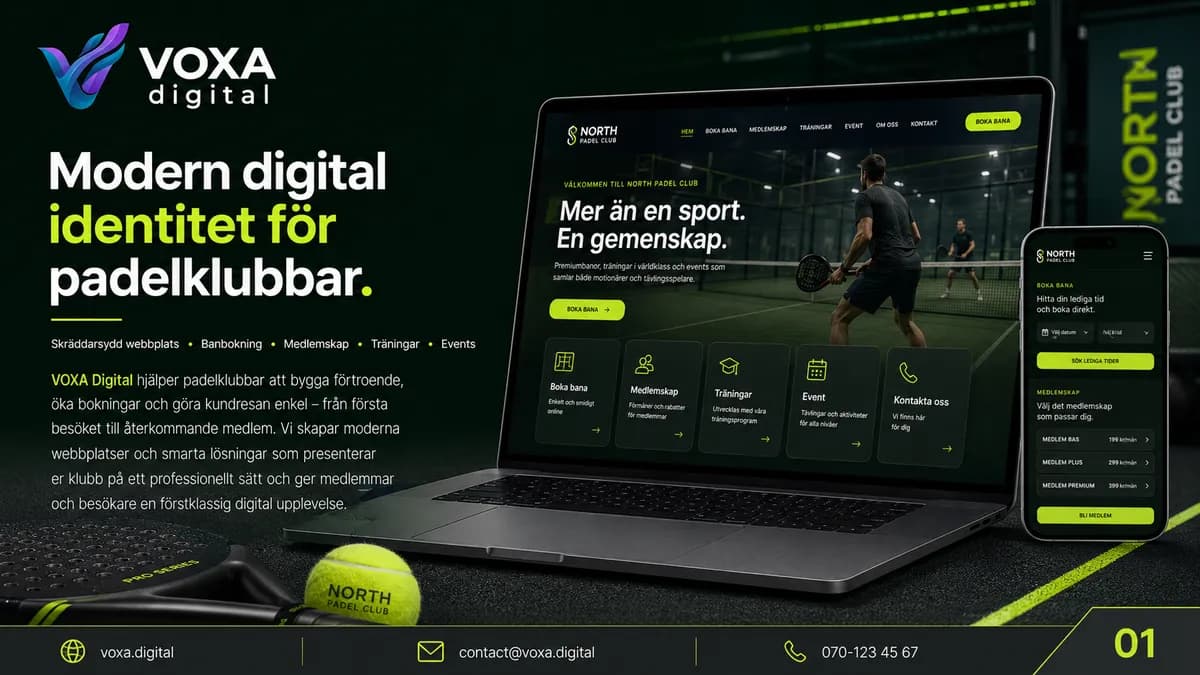 North Padel Club — الرياضة brand & website design by Weva